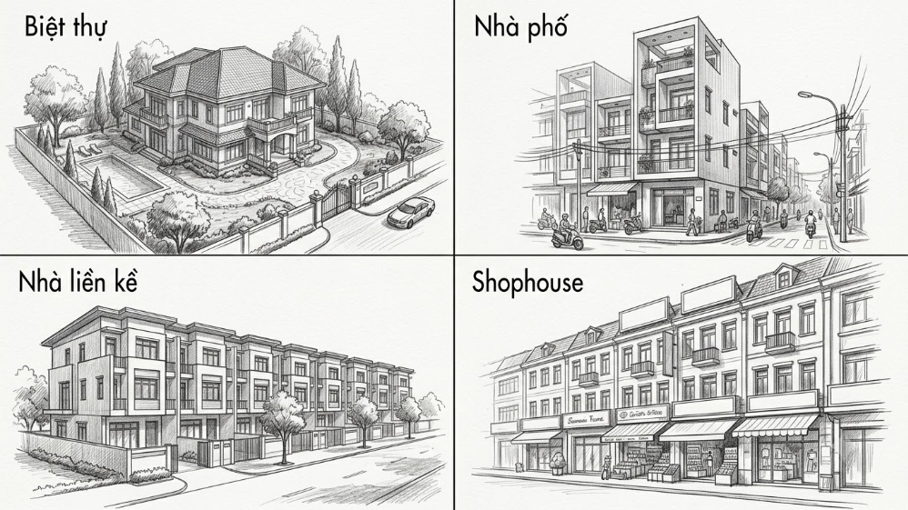 Phân biệt biệt thự, nhà phố, nhà liền kề và shophouse chi tiết